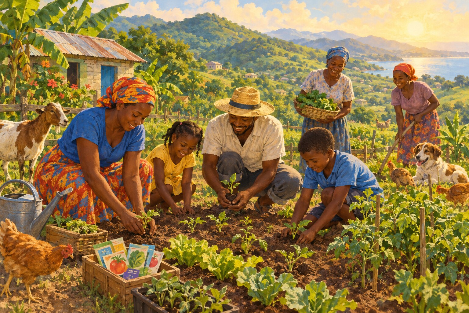 Haitian families plant crops with support from a food-production program.