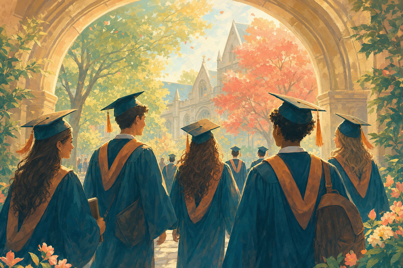 Students arrive at a welcoming public college campus.