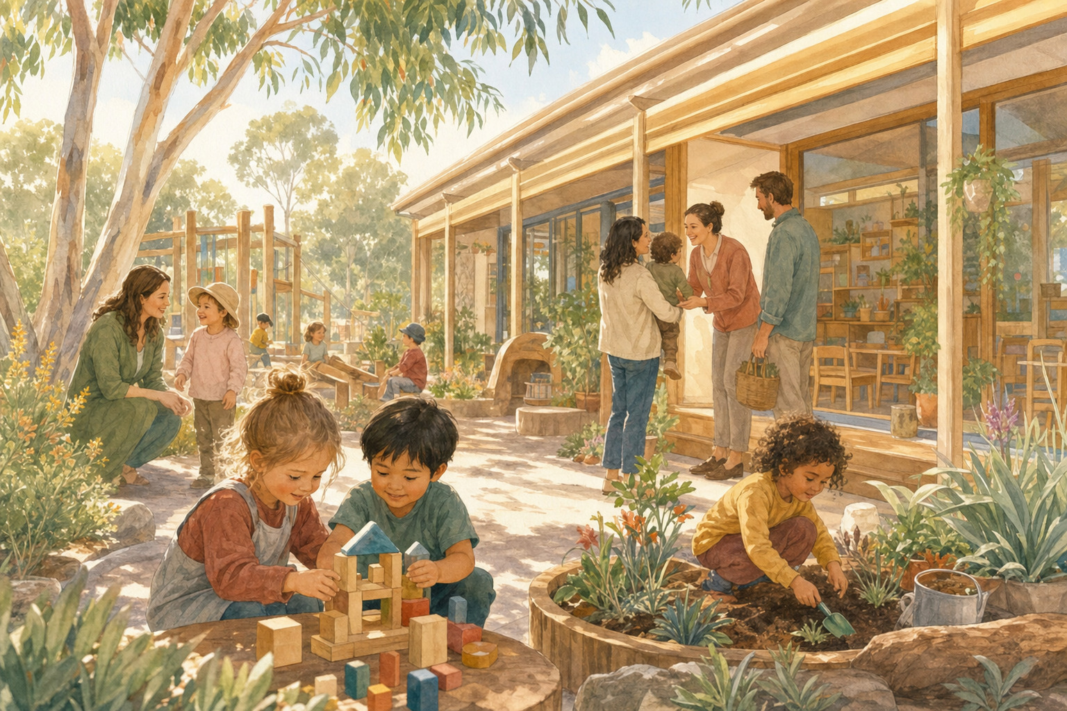 Children and educators begin learning and playing at a new public preschool.