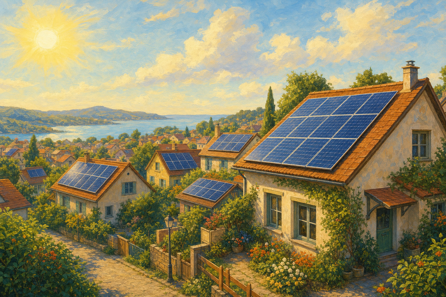 Homes with rooftop solar panels shine in the South Australian sun.