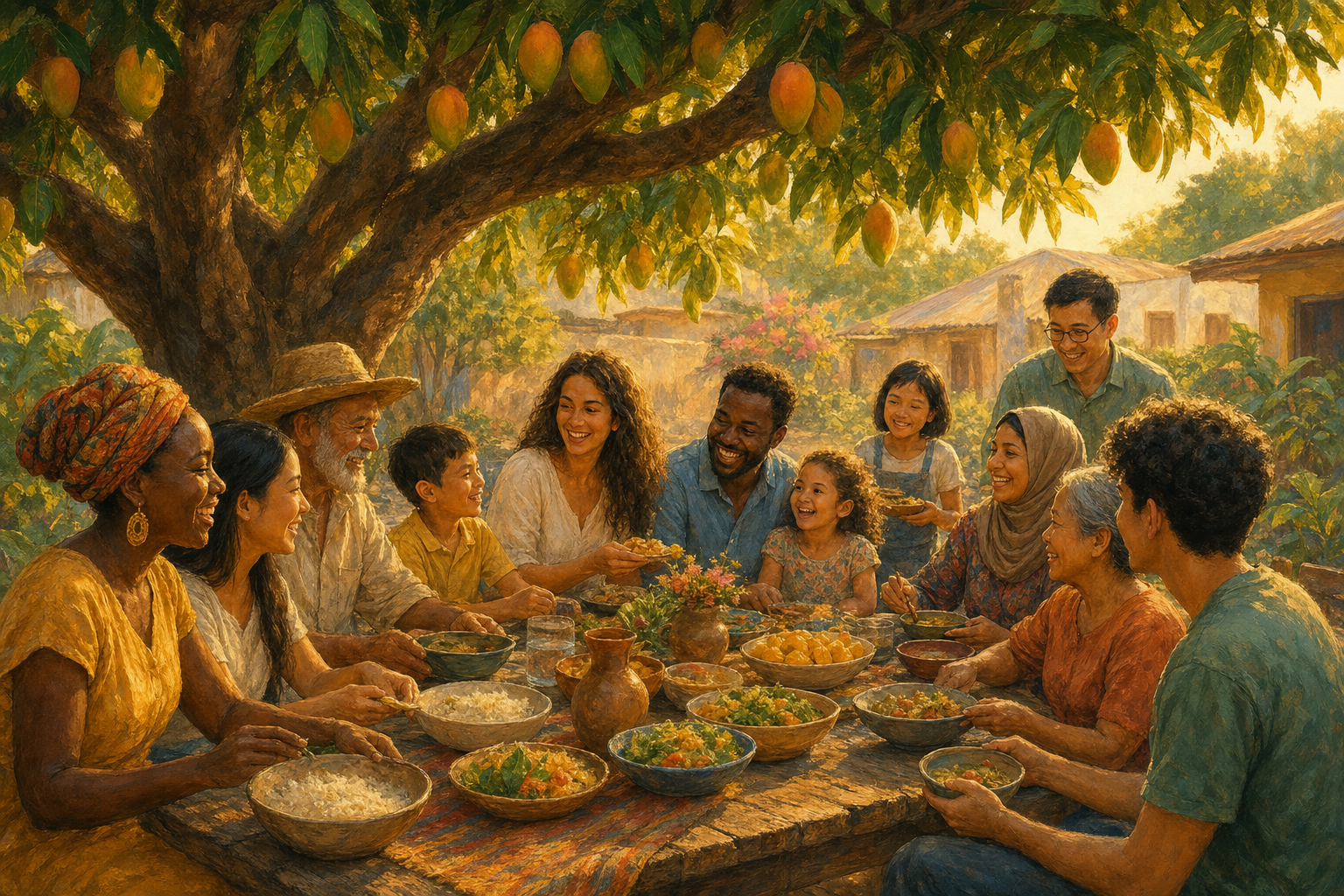 Warm illustration representing World & Community stories on Global Good News Daily.
