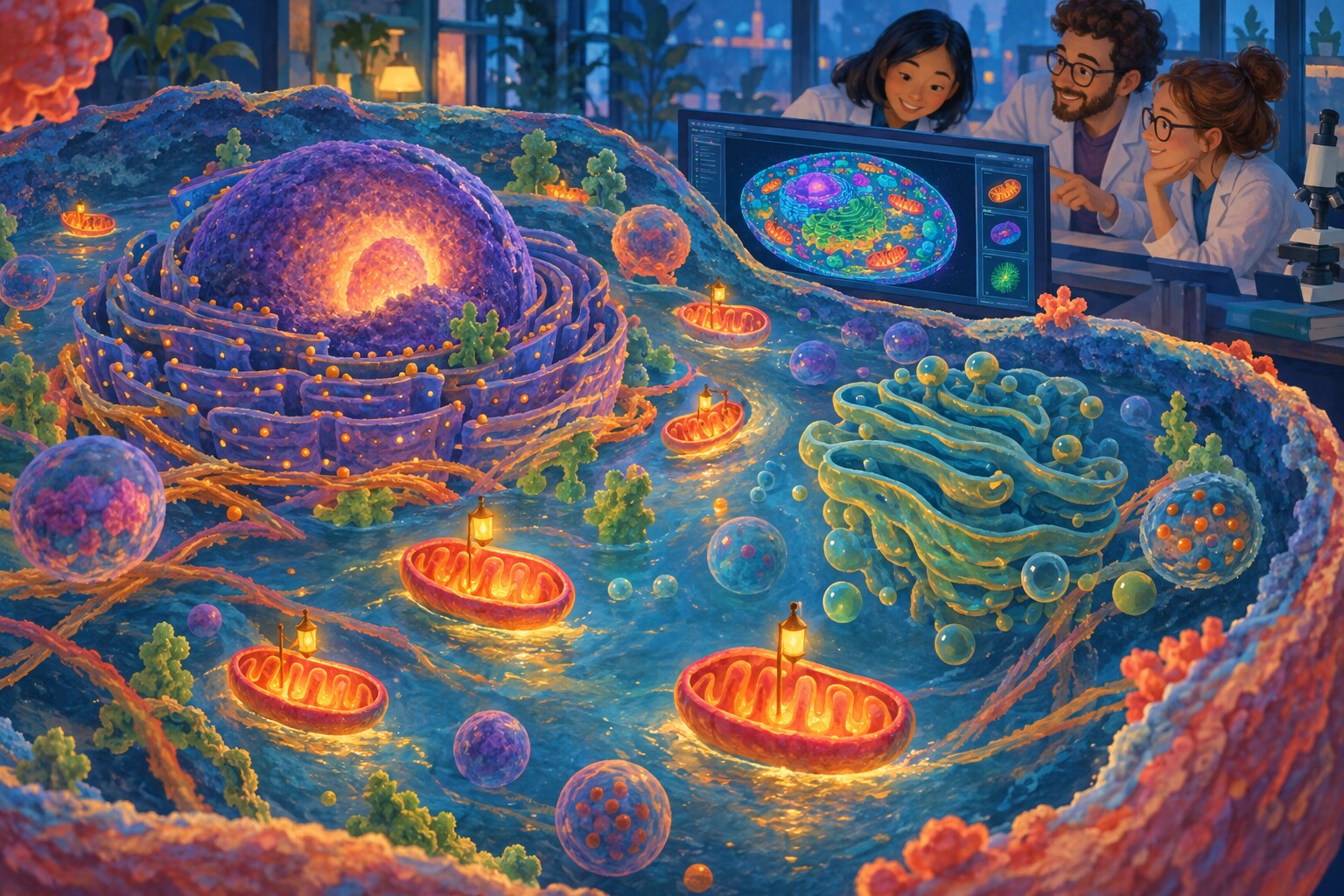 A digital model helps scientists study how living cells respond to medicines.
