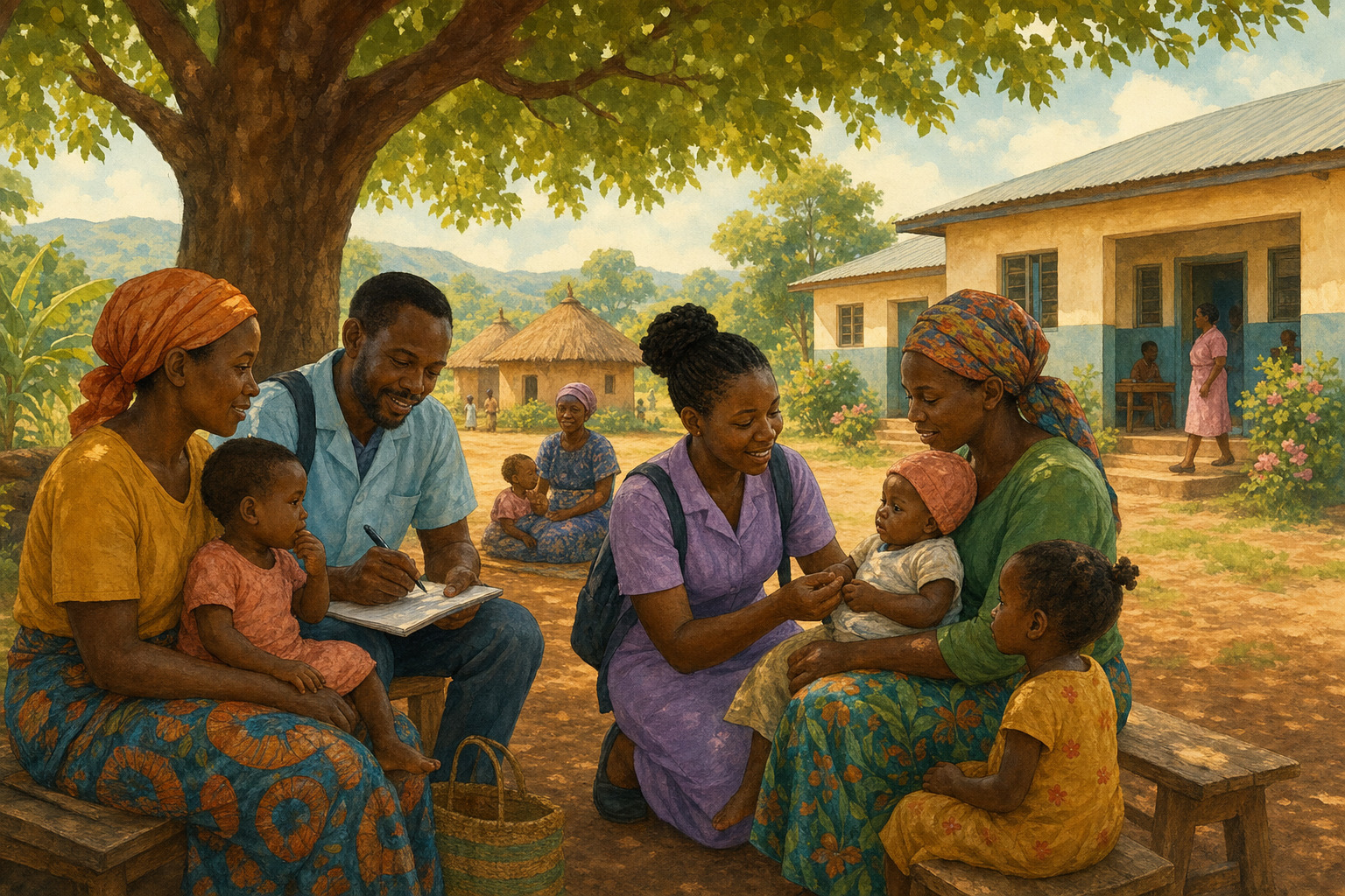 A public-health team works with a community in Uganda after an Ebola outbreak ends.